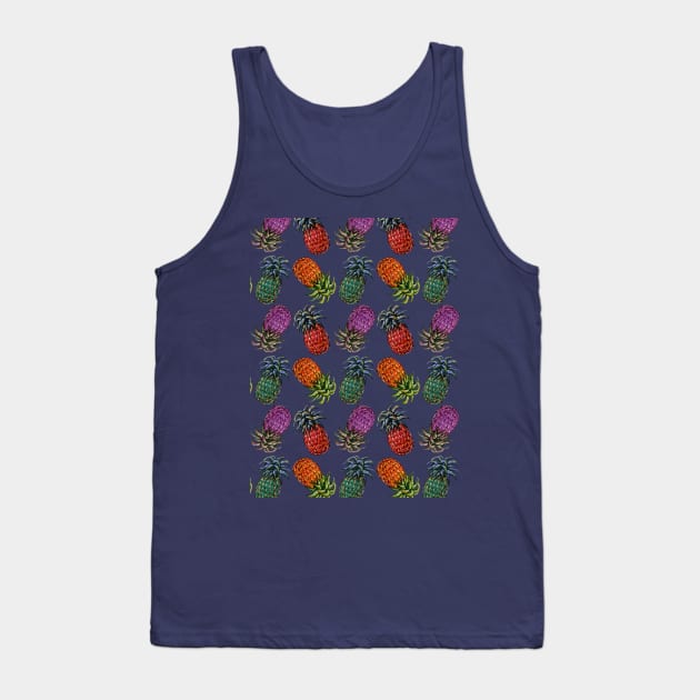 Colorful Cool Hawaiian Pineapple Fruit Pattern Tropical Summer Gift Tank Top by Freid